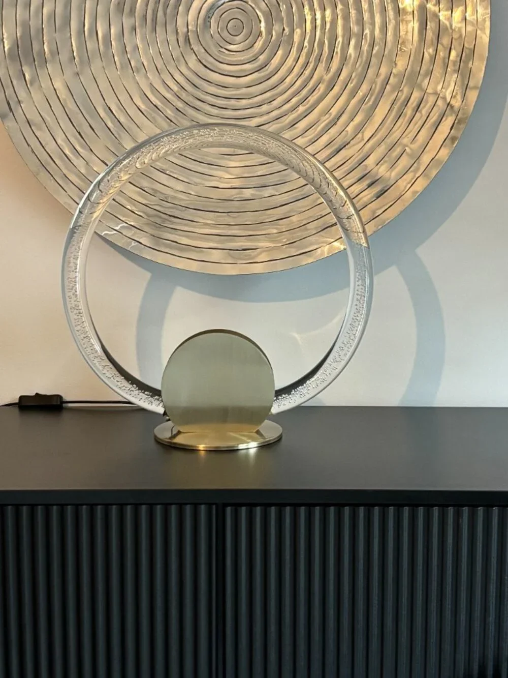Luxe Habitat Modern Minimalist Lamp Clear Acrylic Ambient LED Brushed Brass NEW